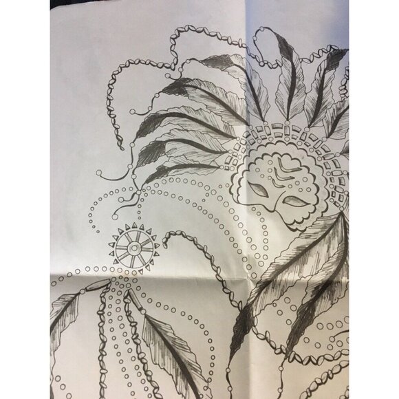 4316 Tri Chem Indian Mask Pre-Shaded Iron Transfer 21" X 16" Native American - Picture 2 of 11